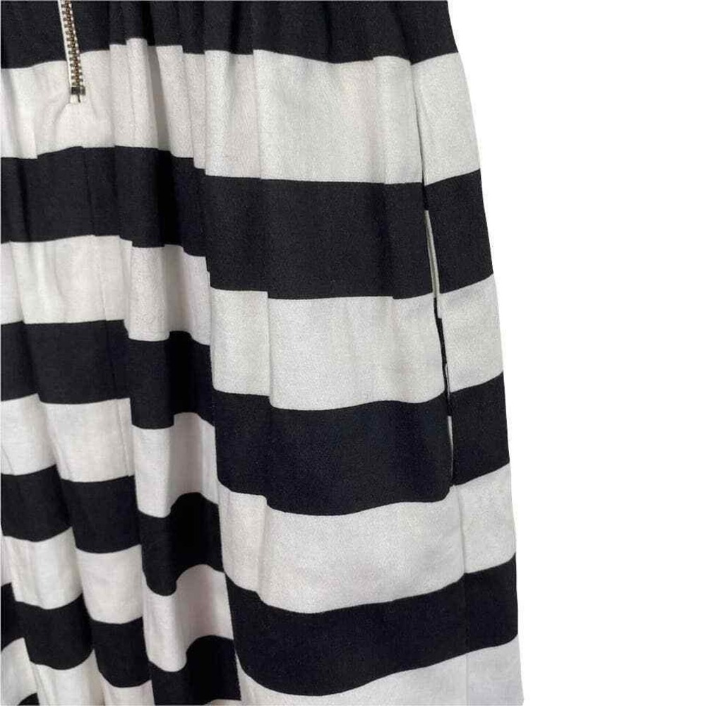Aqua Striped Fit and Flare Dress Women XS NWT Pockets Back Zip Black White Retro - Picture 5 of 8